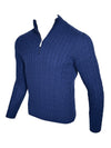 ADESI CASHMERE MEN'S CABLE 1/2 ZIP SWEATER - INCHIOSTRO