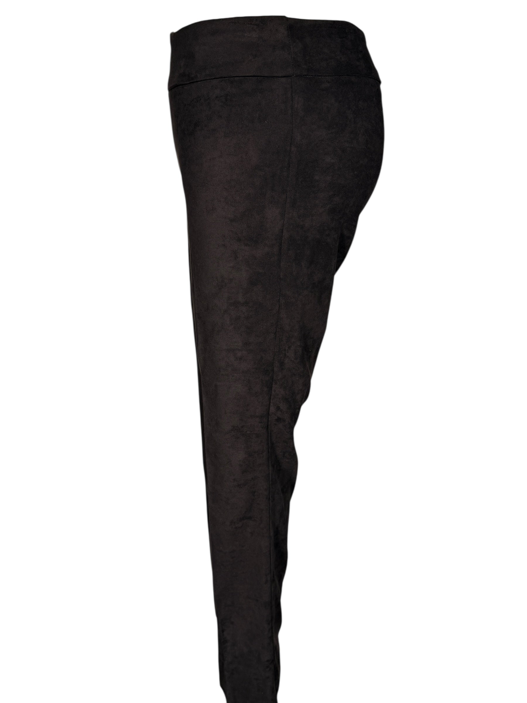 ESTELLE AND FINN DOUBLE SLIT ANKLE PANT - BLACK FAUX SUEDE