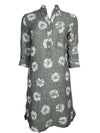 ROSSO 35 EMBROIDERED FLOWERS DRESS - GREY/WHITE