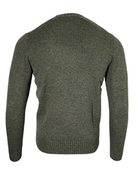 ALAN PAINE KINNADIE SHETLAND CREW SWEATER - MOORLAND