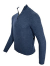 FIORONI CASHMERE MEN'S VANISSE 1/4 ZIP SWEATER - JEANS