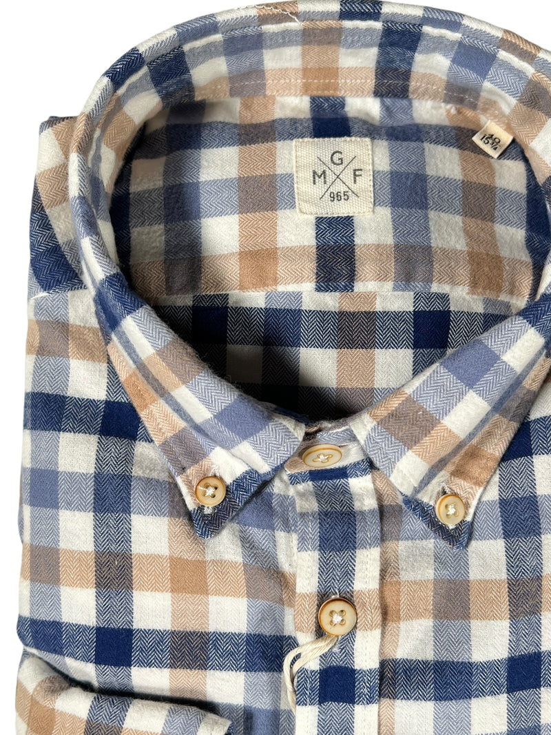 GMF 965 MEN'S SPORT SHIRT - NAVY/WHITE/TAN CHECK