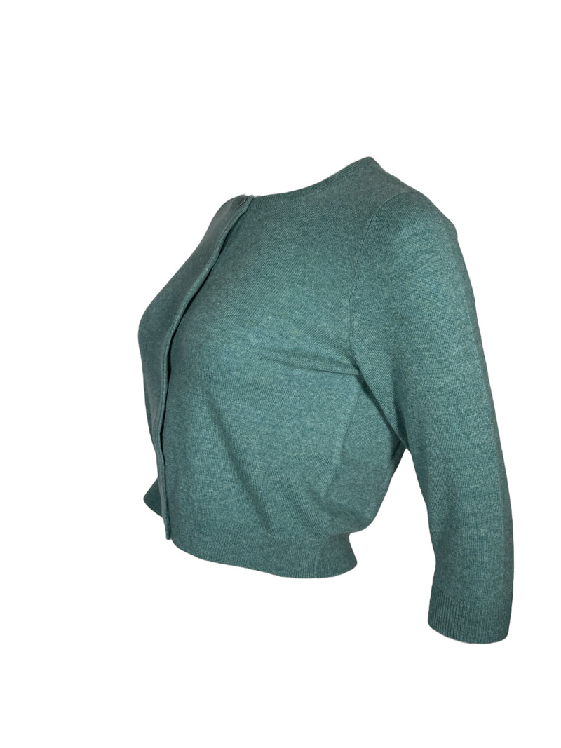 REPEAT CASHMERE CARDIGAN - AQUA