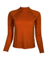 KINROSS HI LOW RIB TRIM FUNNEL SWEATER - BRANDY
