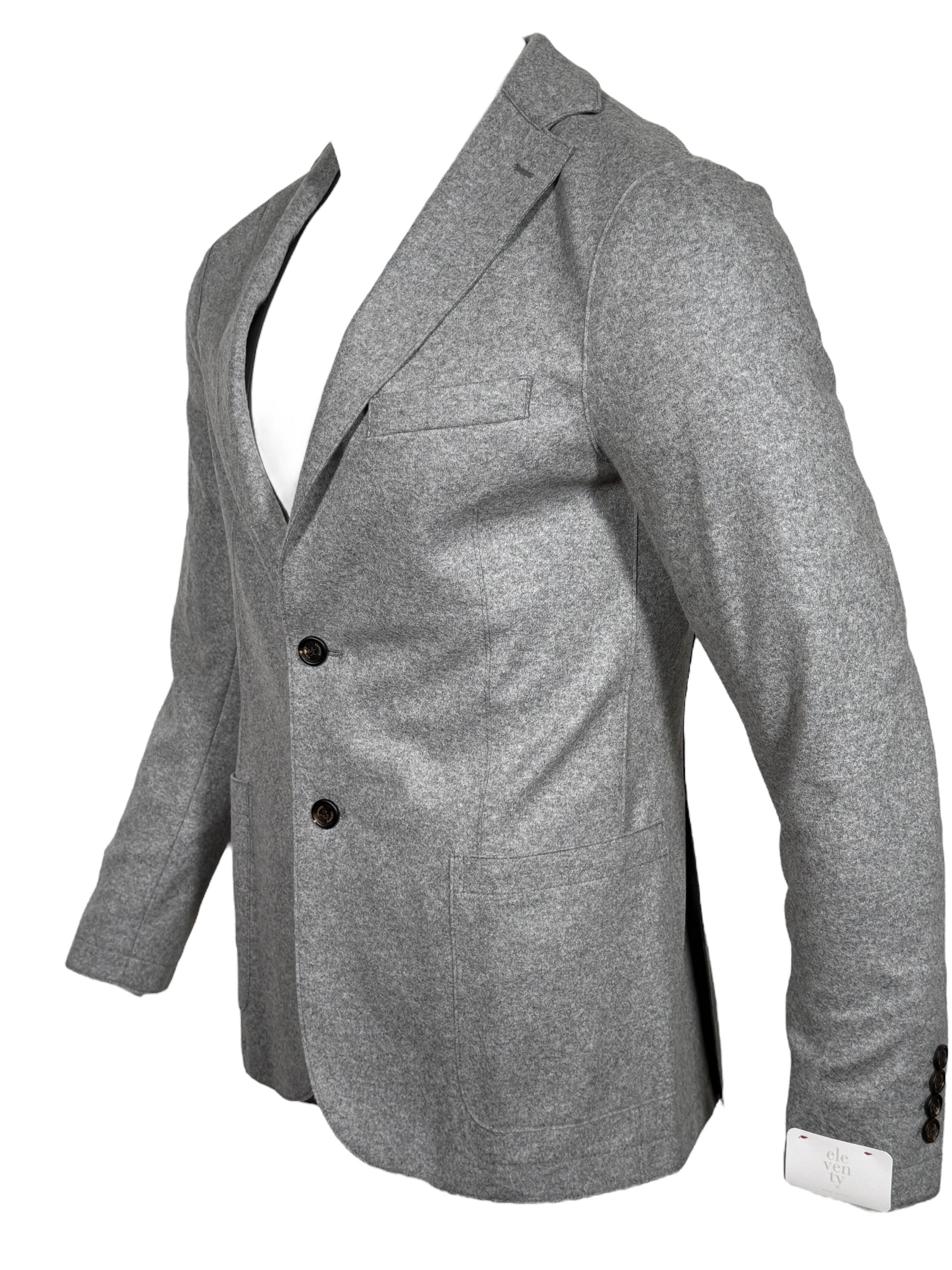 ELEVENTY MEN'S WOOL FLANNEL SPORT JACKET - LIGHT GREY MELANGE
