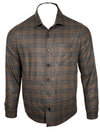 MAURIZIO BALDASSARI CLASSIC WOOL OVERSHIRT JACKET - DARK GREY/ORANGE PLAID