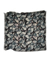 FRANCO FERRARI DOUBLE-SIDED WOOL SCARF - GREY FLORAL