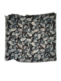 FRANCO FERRARI DOUBLE-SIDED WOOL SCARF - GREY FLORAL