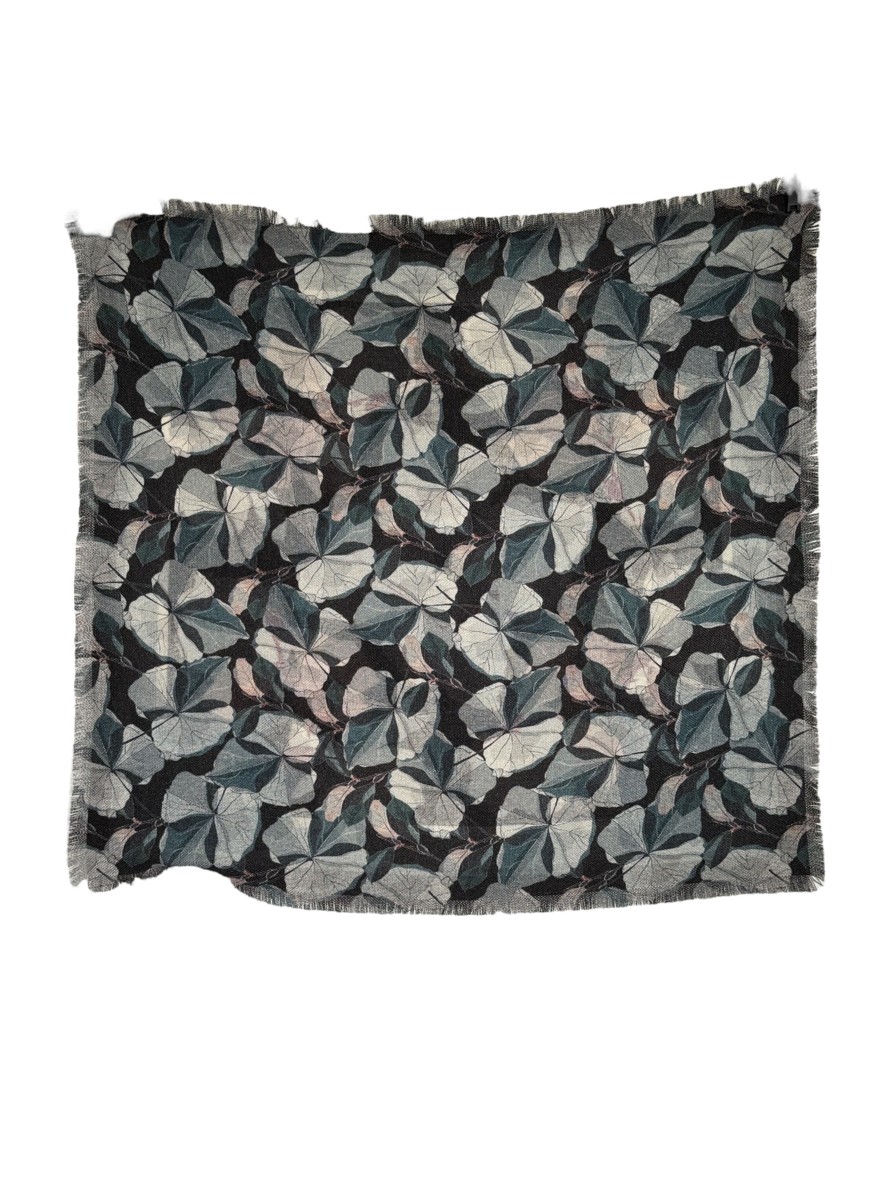 FRANCO FERRARI DOUBLE-SIDED WOOL SCARF - GREY FLORAL