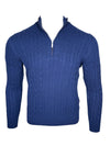 ADESI CASHMERE MEN'S CABLE 1/2 ZIP SWEATER - INCHIOSTRO