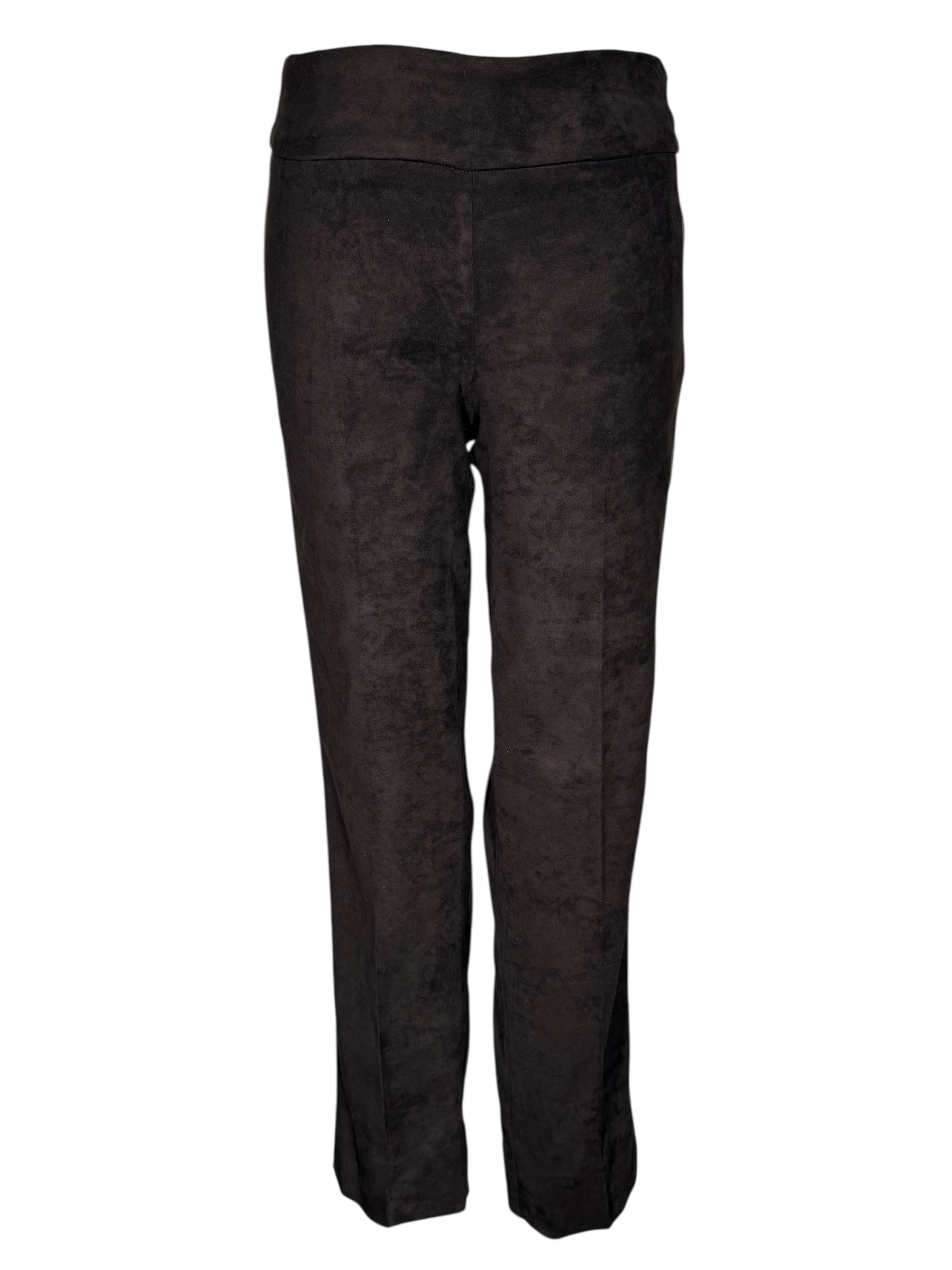 ESTELLE AND FINN DOUBLE SLIT ANKLE PANT - BLACK FAUX SUEDE