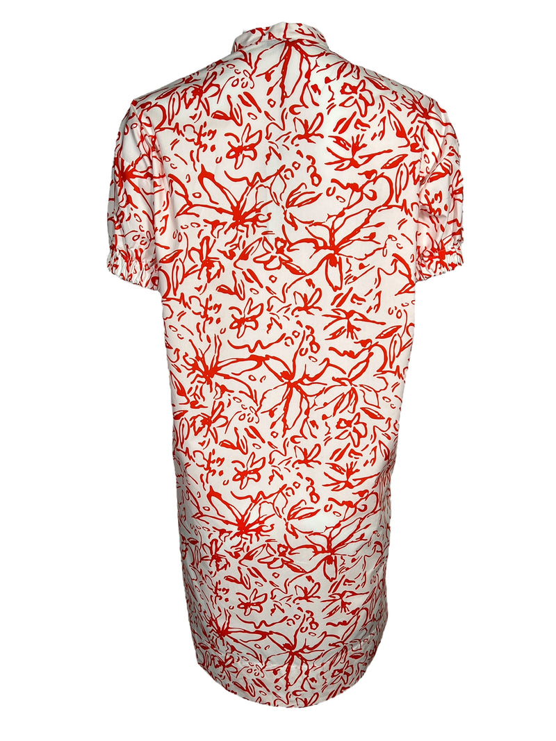ROSSO 35 FLORAL POPLIN DRESS - RED/WHITE