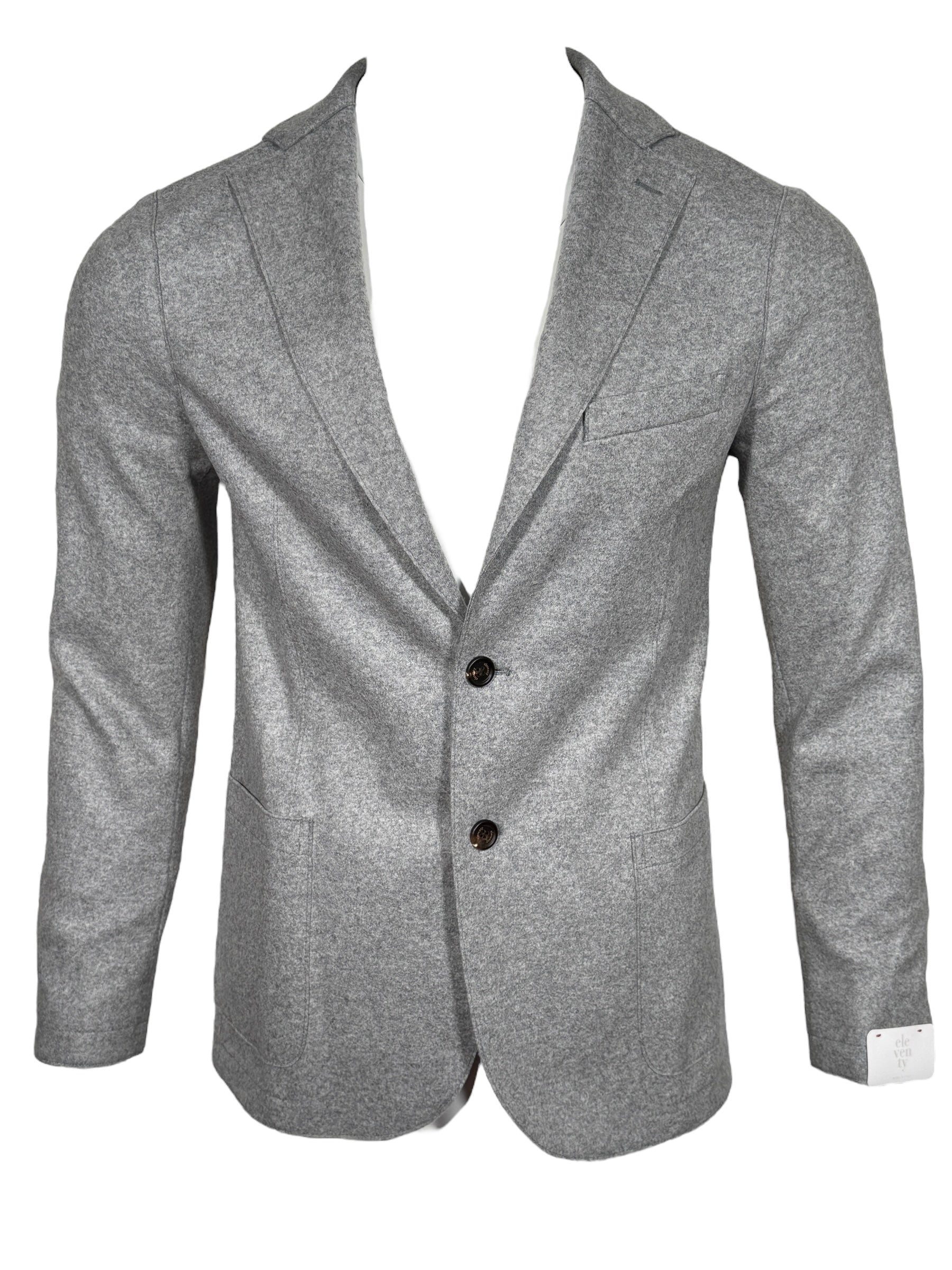 ELEVENTY MEN'S WOOL FLANNEL SPORT JACKET - LIGHT GREY MELANGE