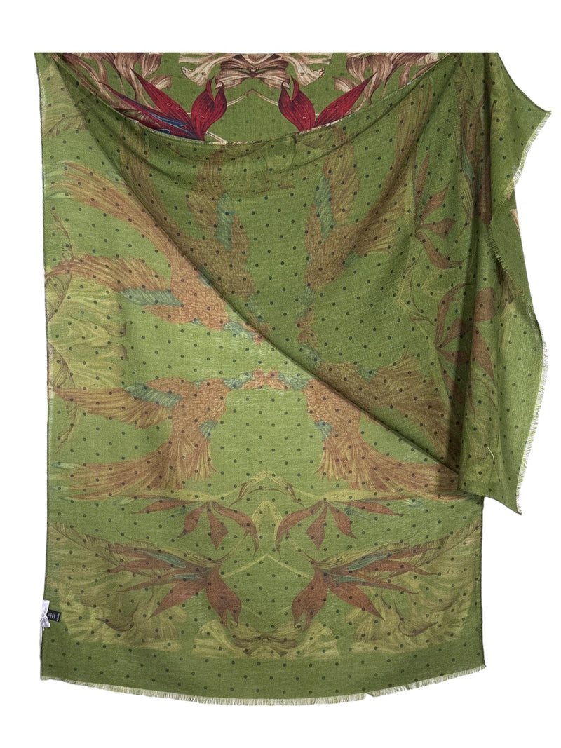 CALABRESE 1924 DOUBLE FACE WOOL SCARF - GREEN PHOENIX
