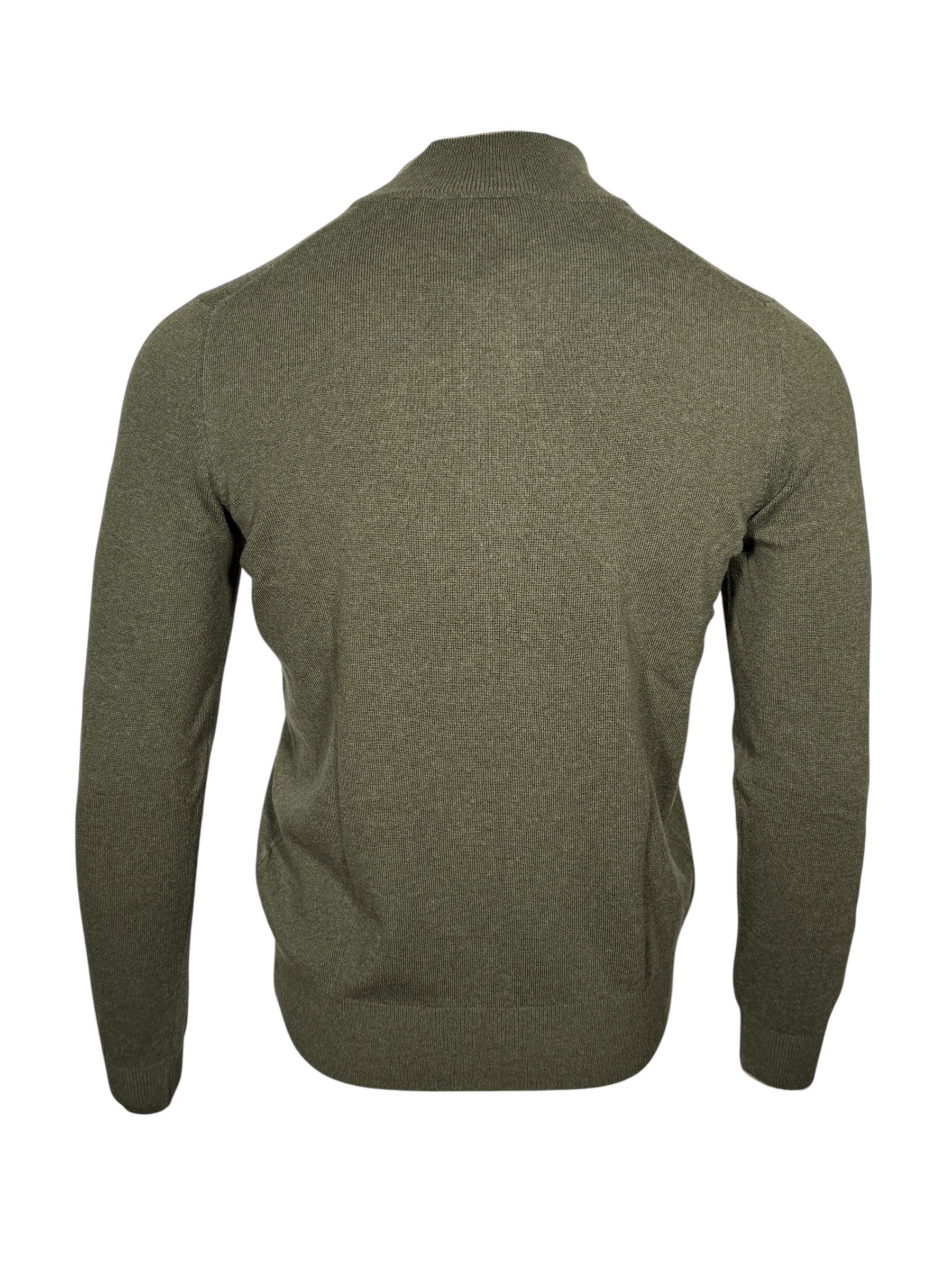 BUTTON DOWN WOOL/CASHMERE 1/4 ZIP SWEATER - OLIVE