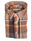 HARTFORD MEN'S CASUAL FLANNEL CHECK SHIRT - GREY & ORANGE