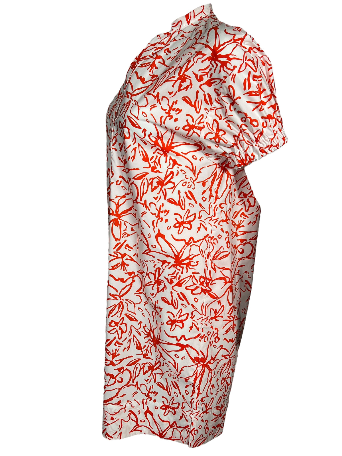 ROSSO 35 FLORAL POPLIN DRESS - RED/WHITE