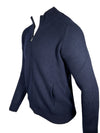 BUTTON DOWN RIBBED WOOL/CASHMERE FULL ZIP SWEATER - NAVY