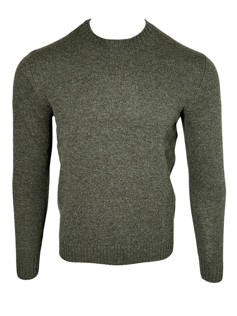 ALAN PAINE KINNADIE SHETLAND CREW SWEATER - MOORLAND