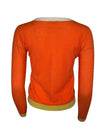 IN BED WITH YOU WOOL CARDIGAN - ORANGE WITH YELLOW & WHITE TRIM