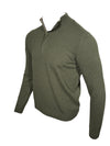 BUTTON DOWN WOOL/CASHMERE 1/4 ZIP SWEATER - OLIVE