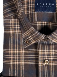 CALDER CARMEL MEN'S SHIRT - ESPRESSO BRUSHED FLANNEL TWILL PLAID