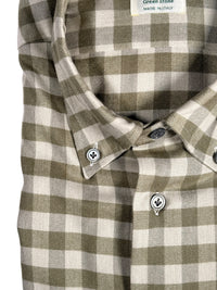 MAZZARELLI SPORT SHIRT - OLIVE/TAN CHECK