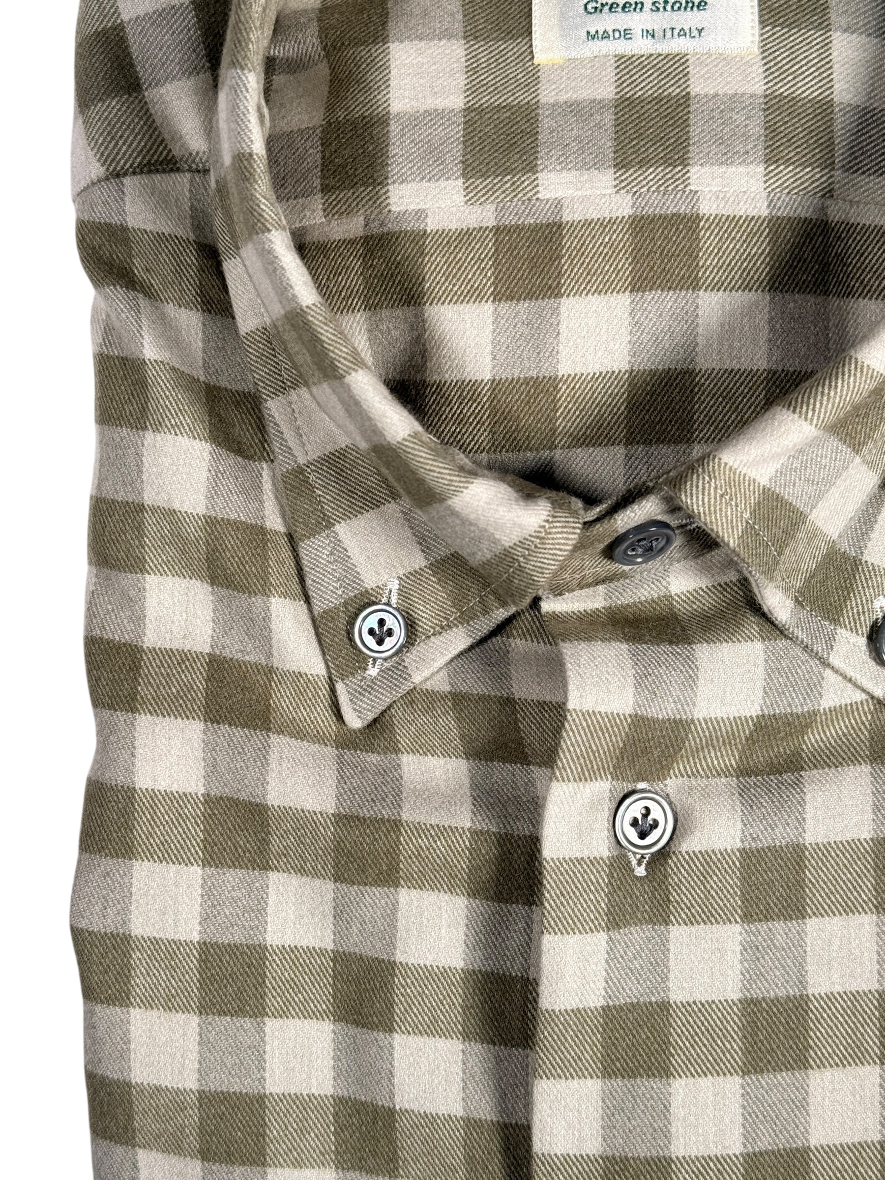 MAZZARELLI SPORT SHIRT - OLIVE/TAN CHECK