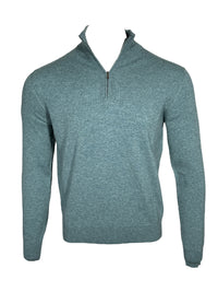 FIORONI CASHMERE QUARTER ZIP SWEATER - TEAL MARL