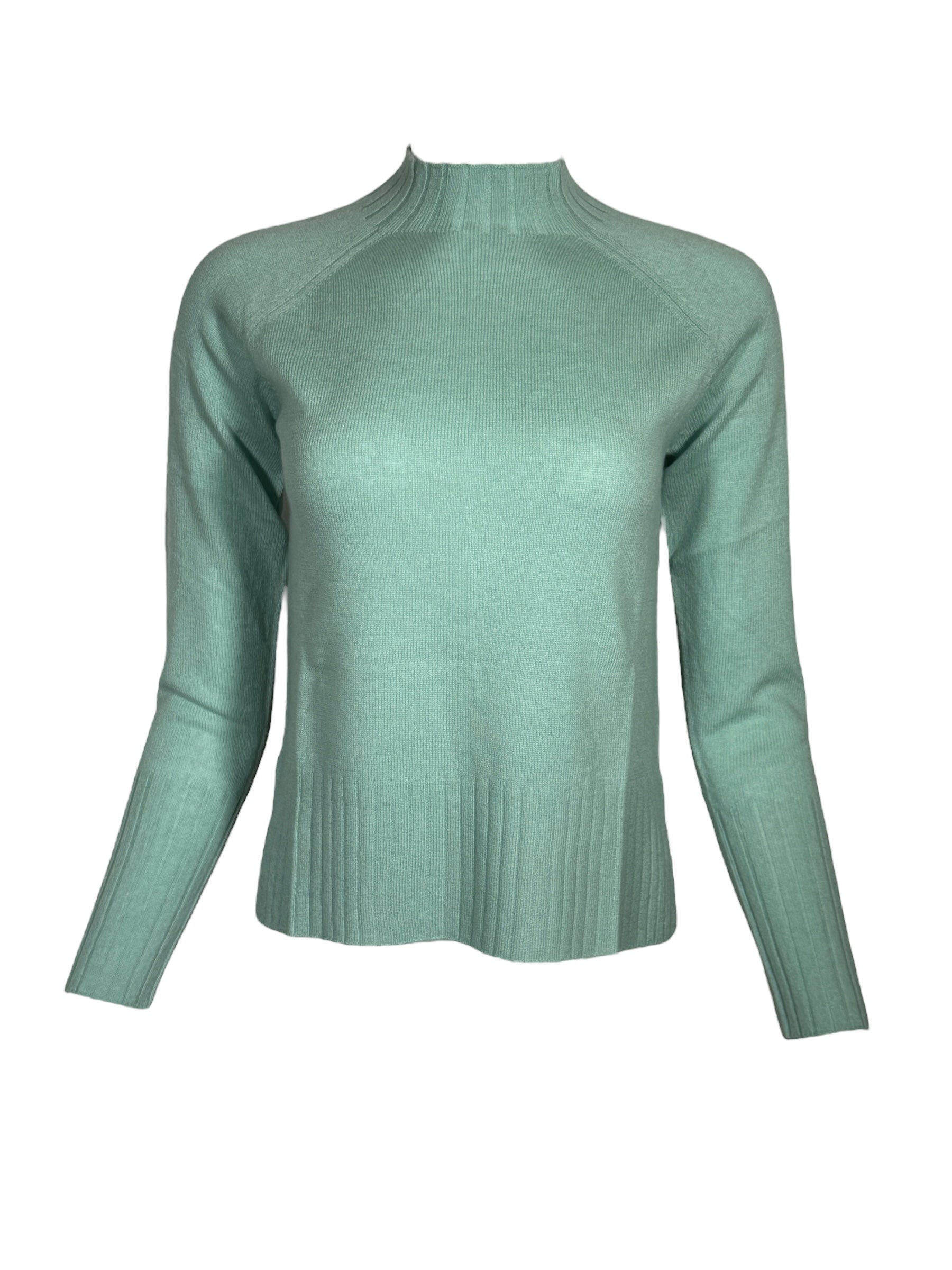 KINROSS HI LOW RIB TRIM FUNNEL SWEATER - SPA
