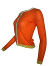 IN BED WITH YOU WOOL CARDIGAN - ORANGE WITH YELLOW & WHITE TRIM
