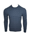 BUTTON DOWN CABLE CREW SWEATER - DENIM