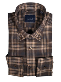 CALDER CARMEL MEN'S SHIRT - ESPRESSO BRUSHED FLANNEL TWILL PLAID