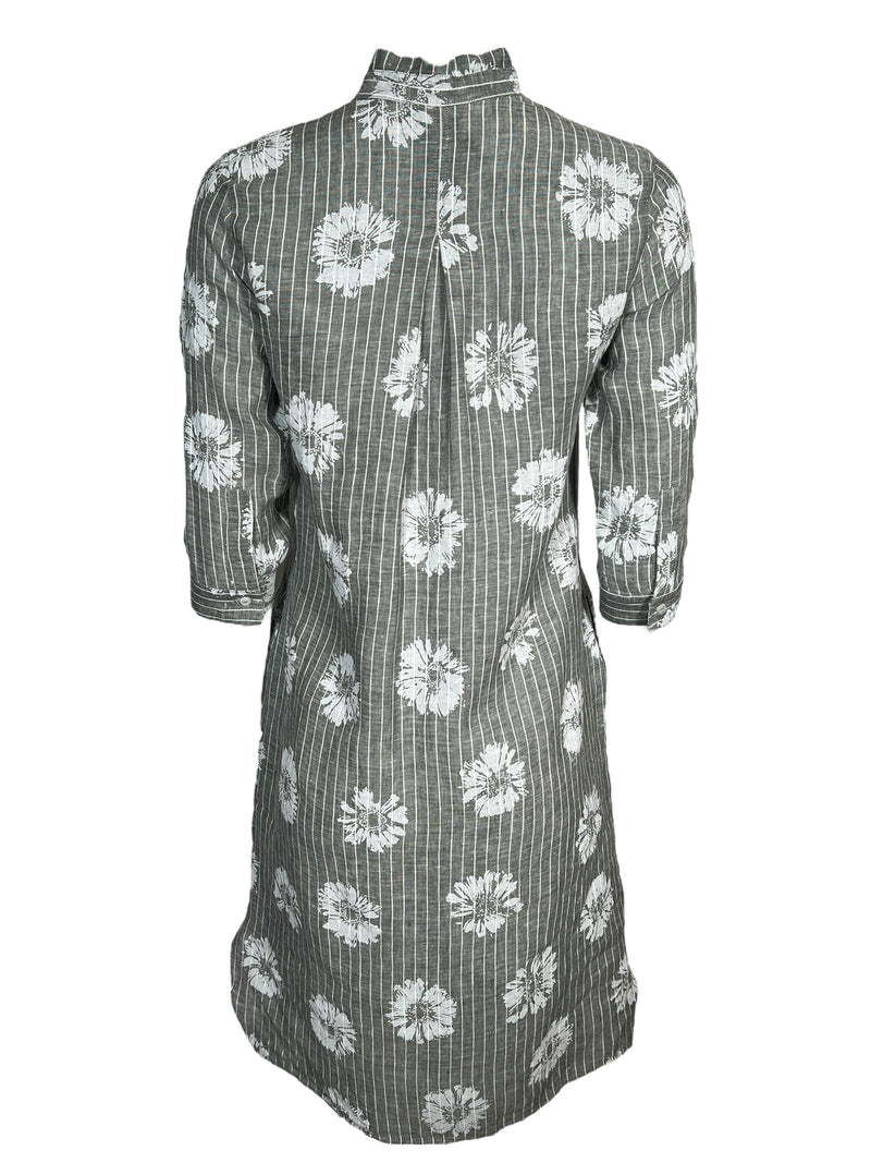 ROSSO 35 EMBROIDERED FLOWERS DRESS - GREY/WHITE