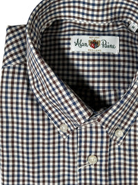 ALAN PAINE CLASSIC FIT SHIRT - NAVY/BROWN CHECK