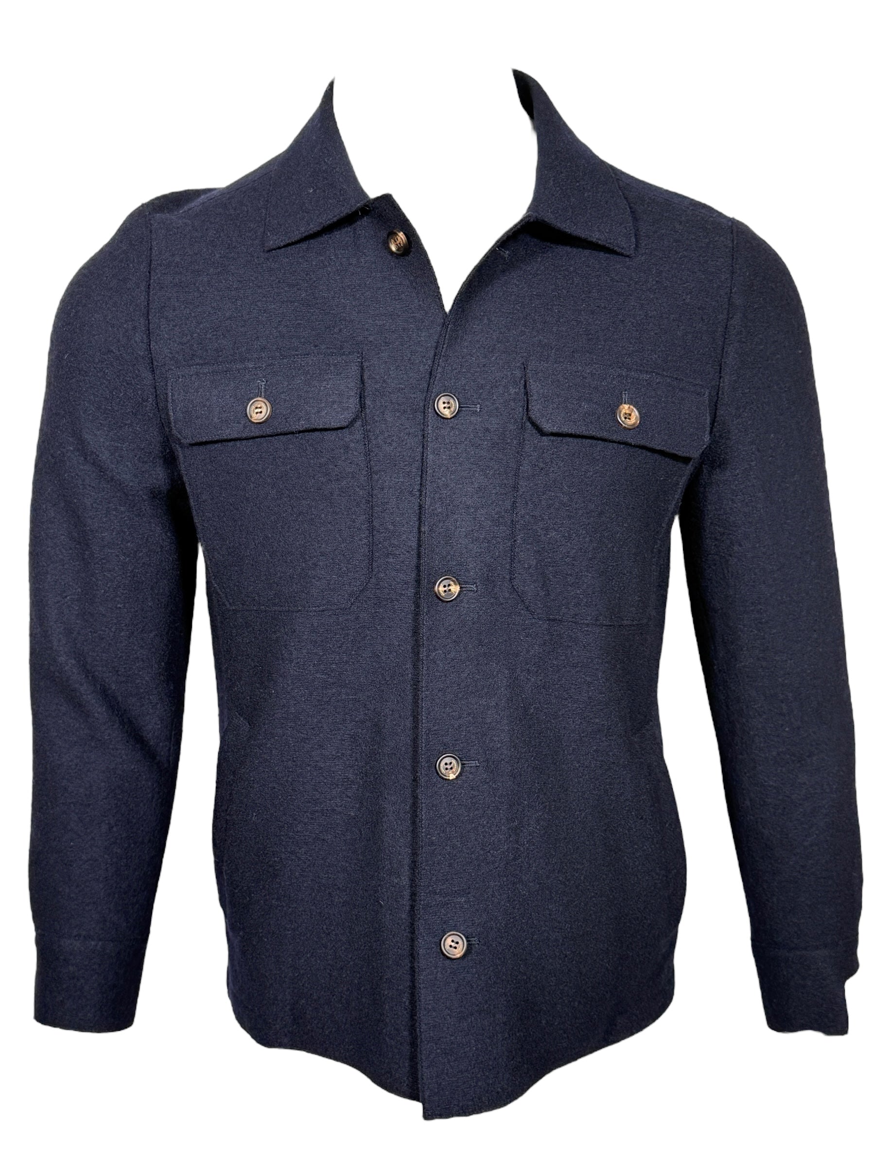 ELEVENTY MEN'S POCKET SHIRT JACKET - DARK ROYAL BLUE