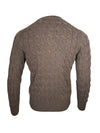 BUTTON DOWN CABLE CREW SWEATER - BROWN