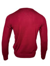 BUTTON DOWN MERINO V-NECK SWEATER - MERLOT