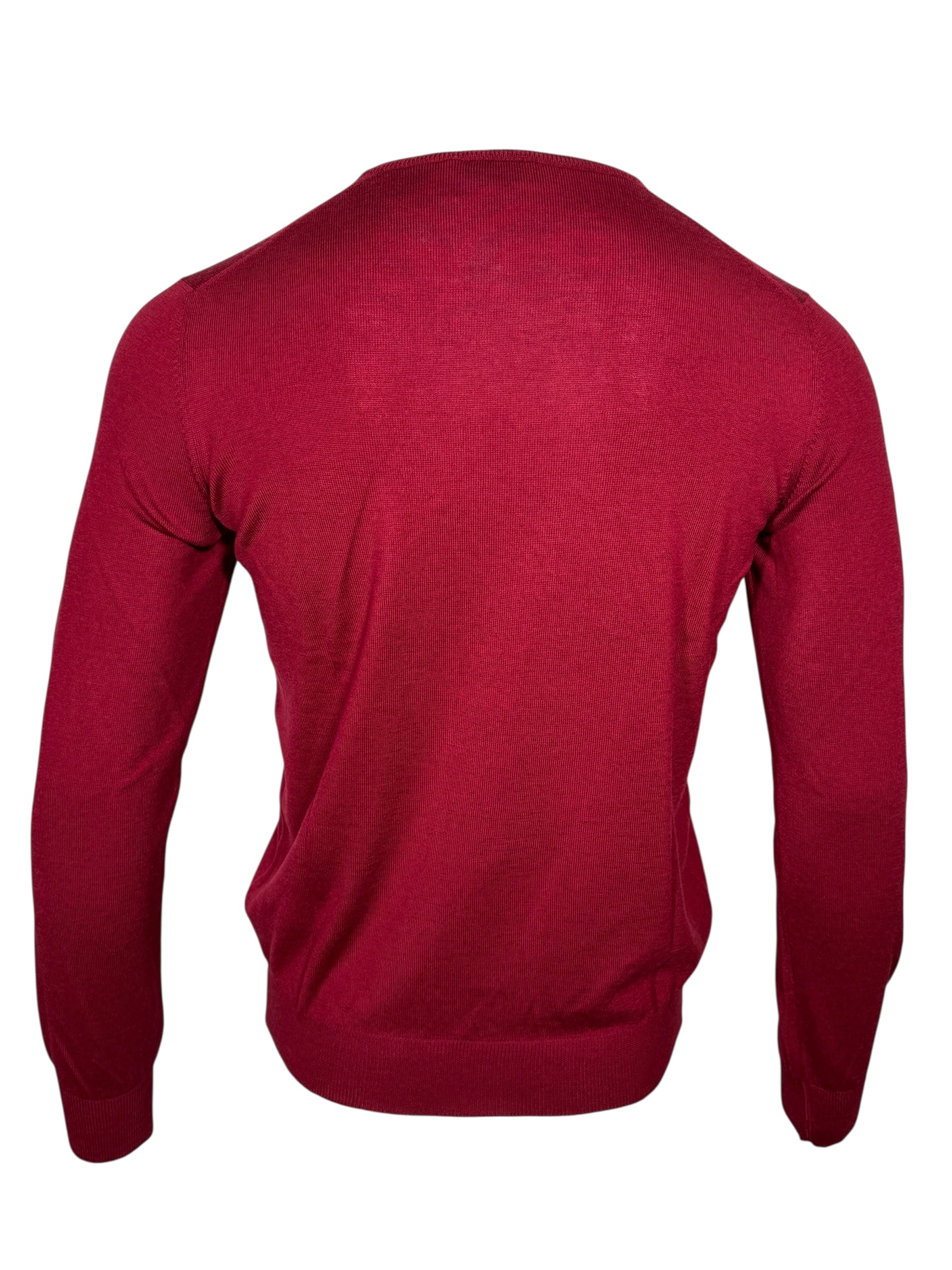 BUTTON DOWN MERINO V-NECK SWEATER - MERLOT