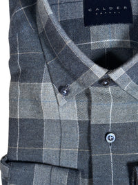 CALDER CARMEL MEN'S SHIRT - NAVY BLUE DOUBLE BRUSHED EXPLODED PLAID