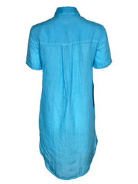 120% LINO SHIRT DRESS - BLUE