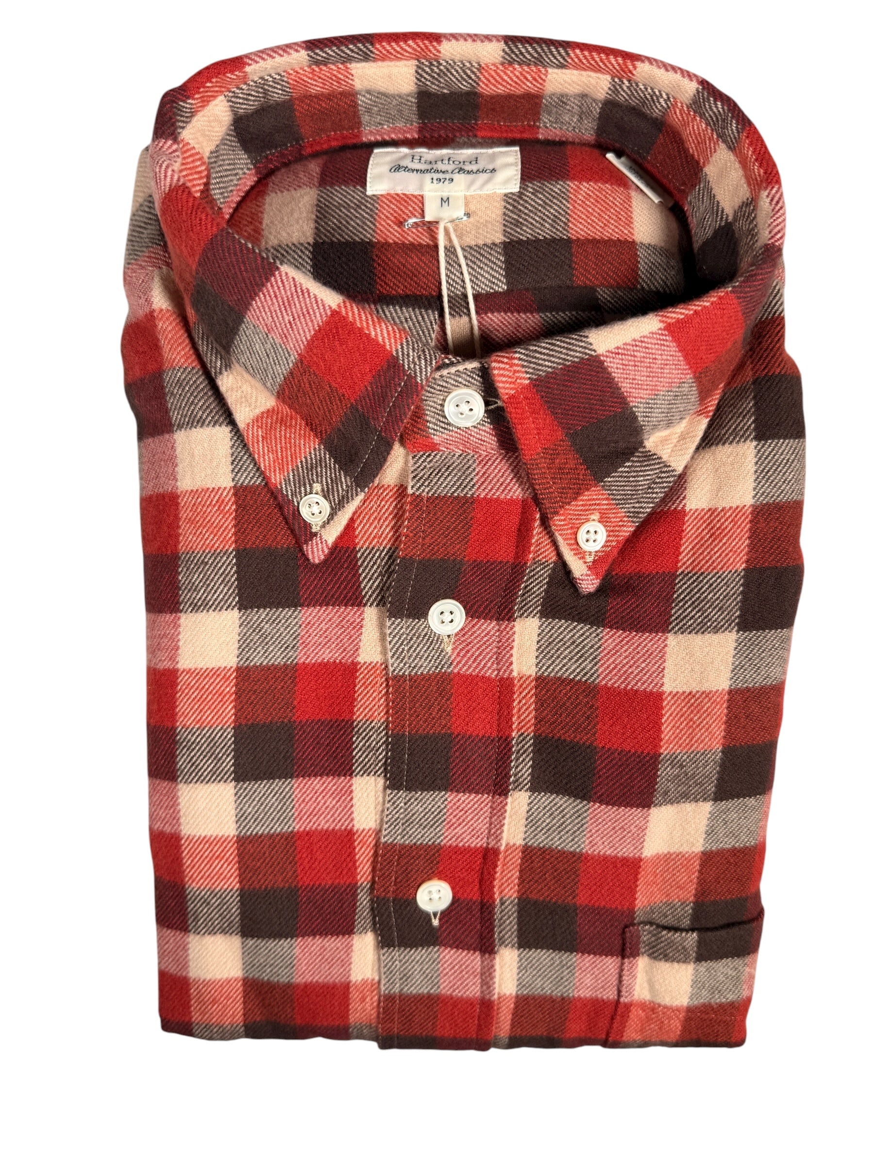 HARTFORD MEN'S CASUAL MINI BUFFALO CHECK SHIRT - RED