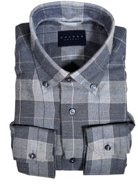 CALDER CARMEL MEN'S SHIRT - NAVY BLUE DOUBLE BRUSHED EXPLODED PLAID