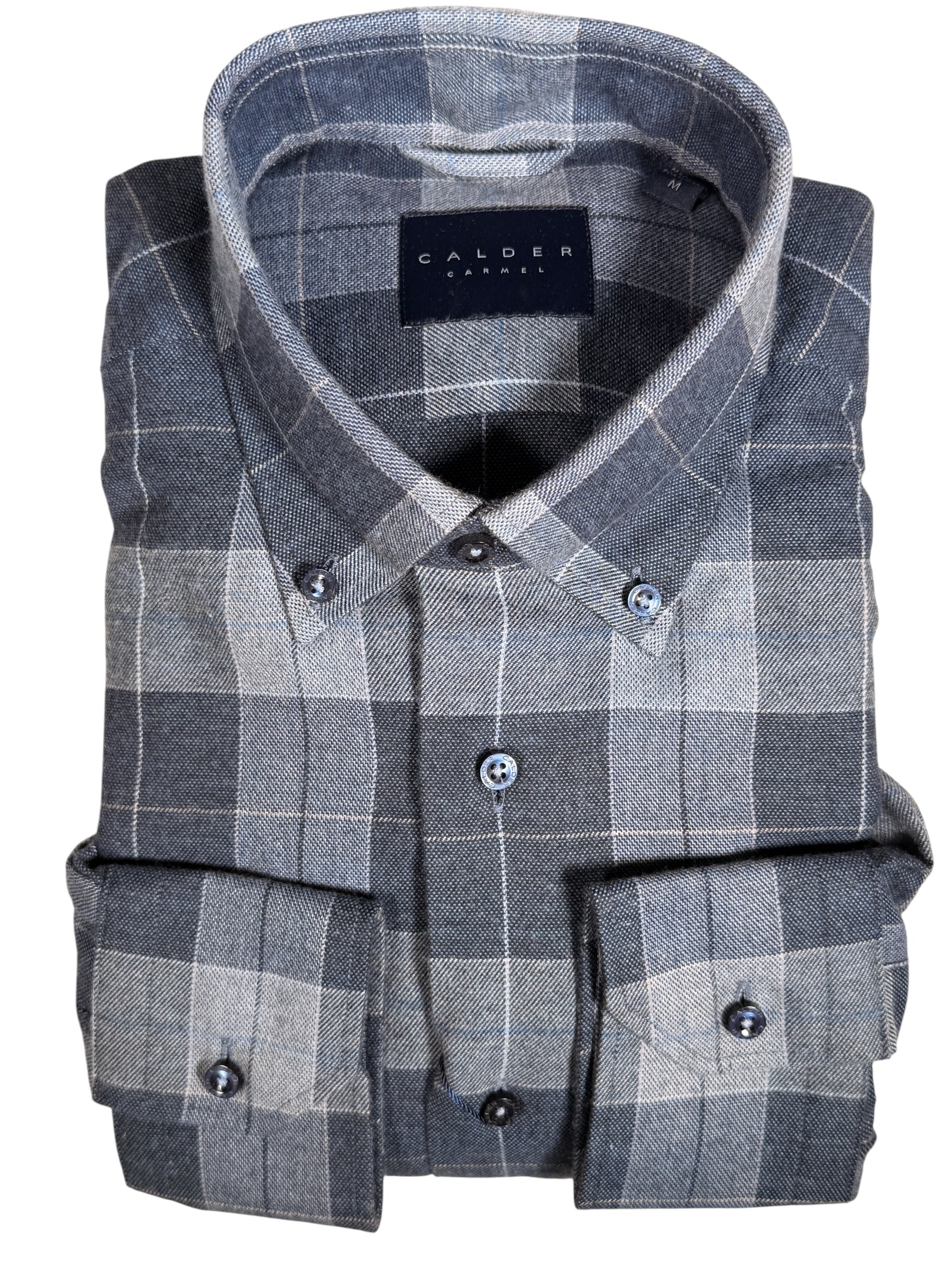 CALDER CARMEL MEN'S SHIRT - NAVY BLUE DOUBLE BRUSHED EXPLODED PLAID