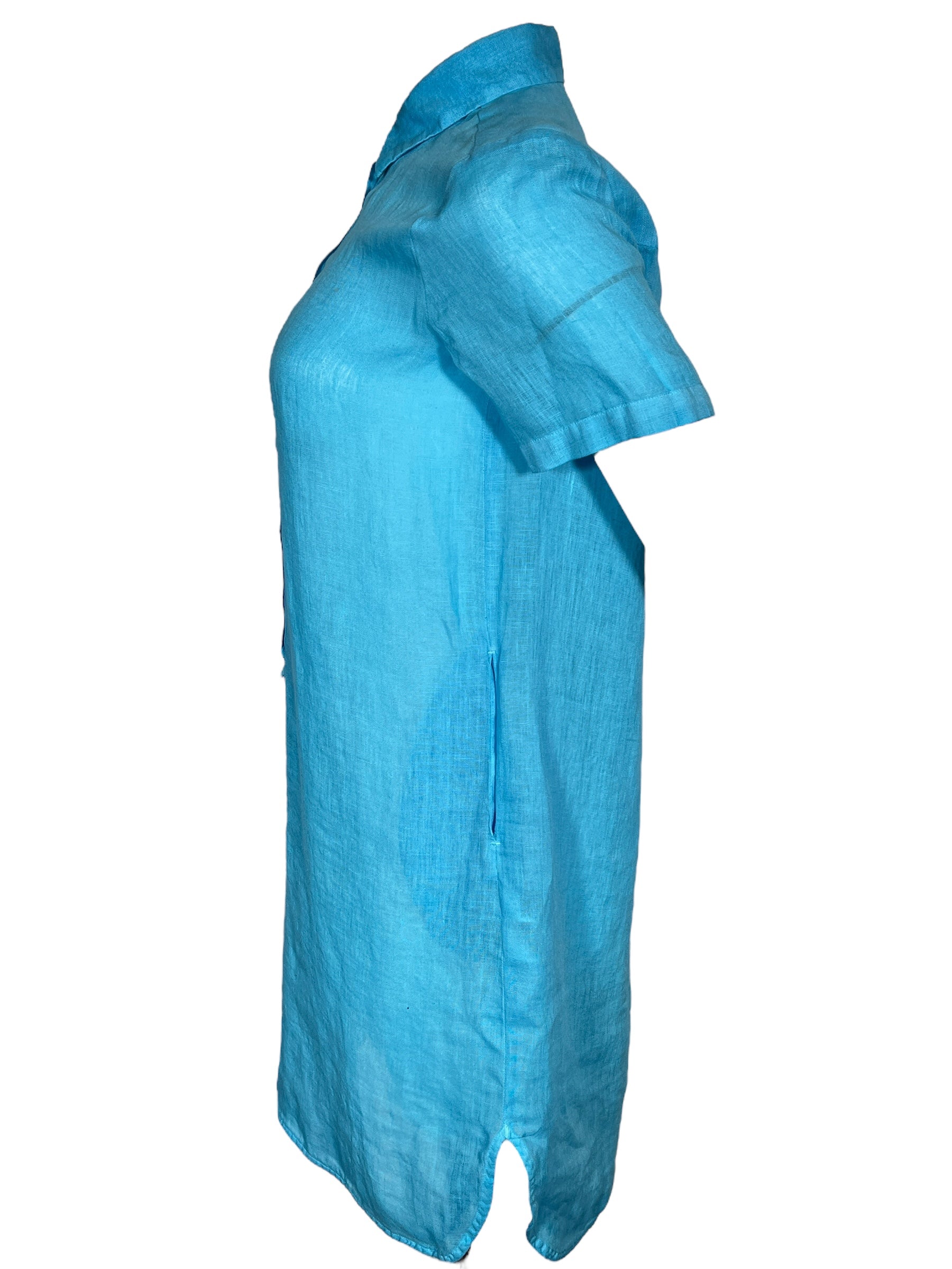 120% LINO SHIRT DRESS - BLUE - US 2 120% LINO SHIRT DRESS - BLUE - US 2