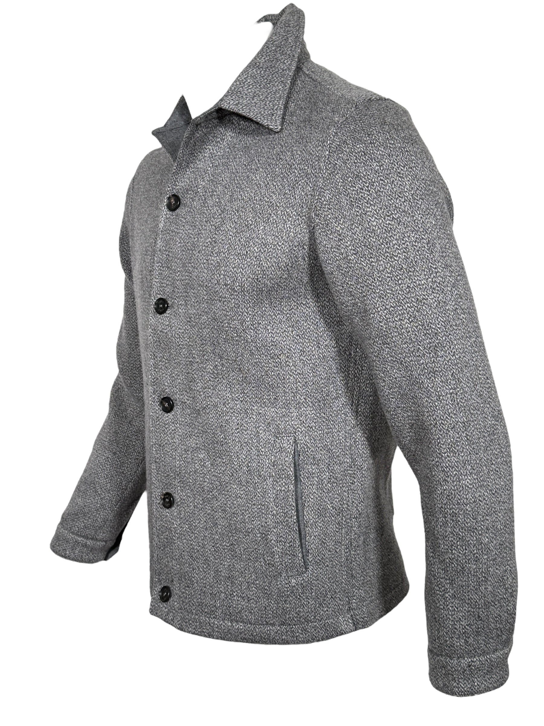 MANTO KNIT CASHMERE BLEND OVERSHIRT JACKET - GREY MARL
