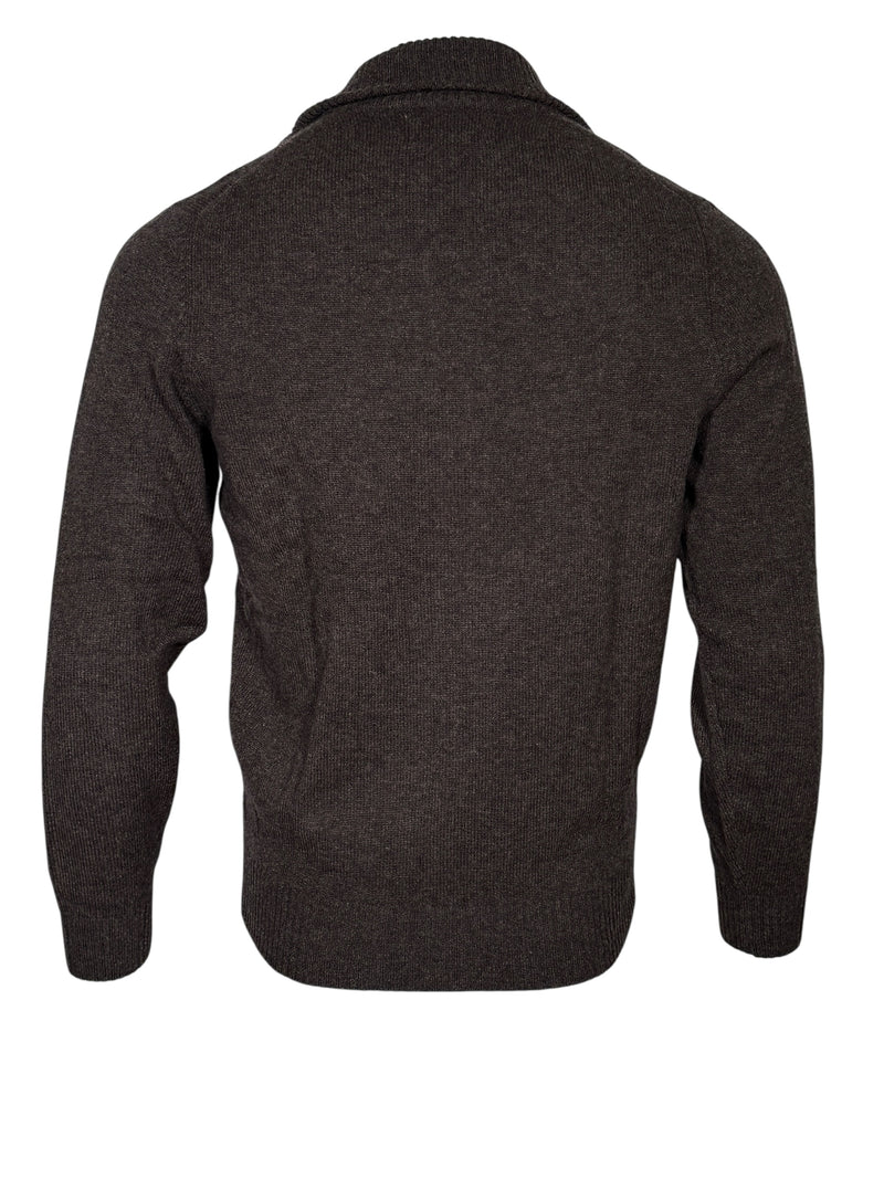 ALAN PAINE BALLATER 1/4 ZIP SWEATER - COCOA