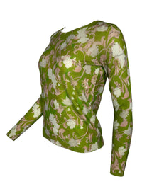 IN BED WITH YOU WOOL CREW NECK SWEATER - GREEN FLORAL