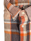 HARTFORD MEN'S CASUAL FLANNEL CHECK SHIRT - GREY & ORANGE