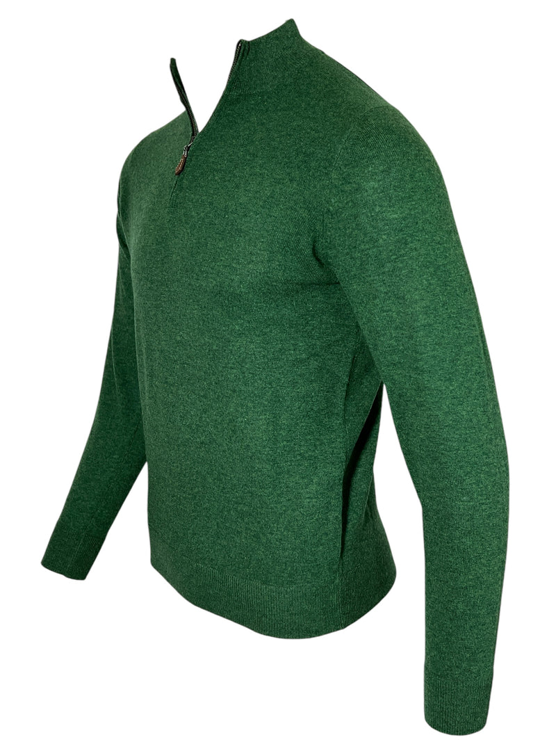 ALAN PAINE CAIRNS 1/4 ZIP SWEATER - ASPARAGUS